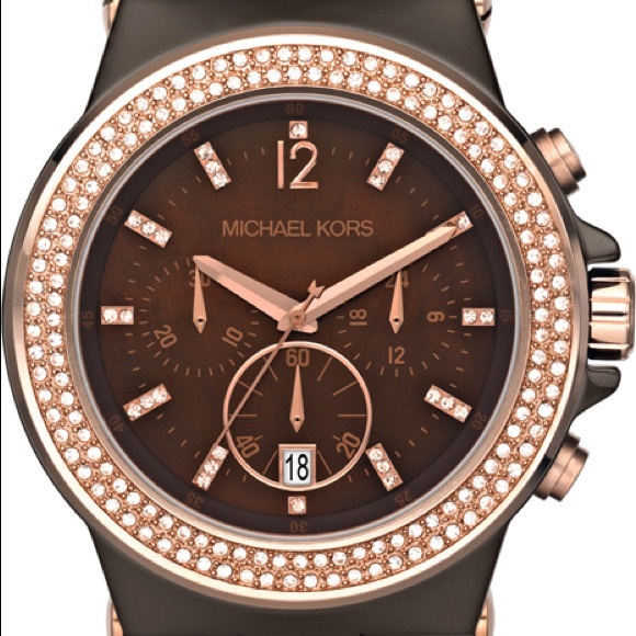Michael Kors MK5518 Chocolate Ceramic Chrono Watch - Picture 3 of 8